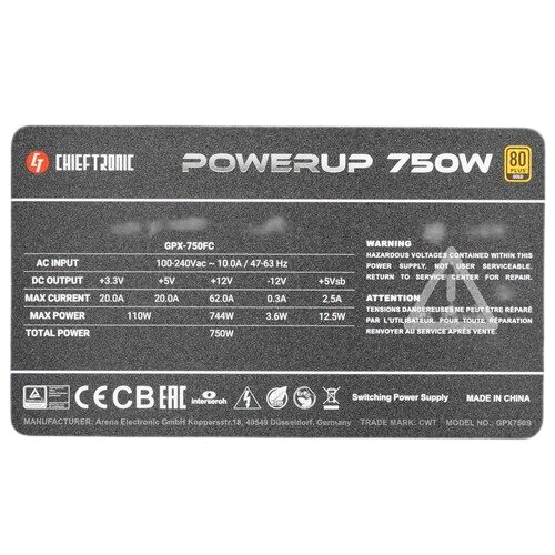 Блок питания Chieftec 750W CHIEFTRONIC PowerUp (GPX-750FC)