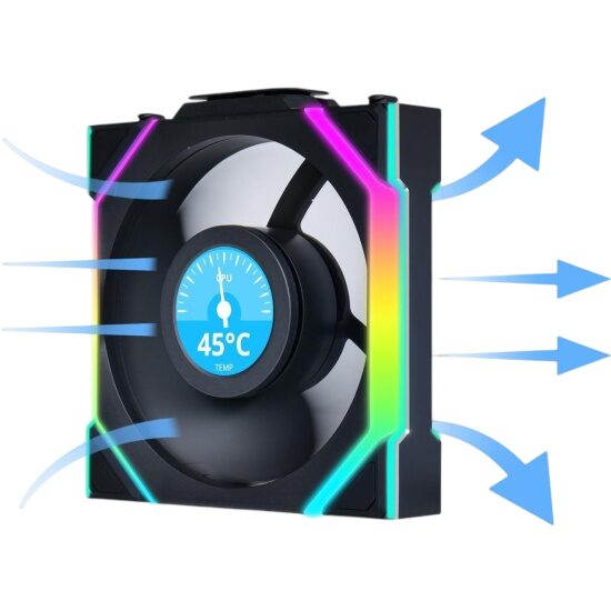 Вентилятор для корпуса Lian Li UNI FAN SL WIRELESS LCD 120 12SLLCD1W1B ARGB Black (G99.12SLLCD1W1B.R0)