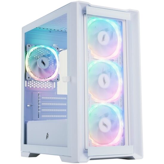 Компьютерный корпус 1STPLAYER TRILOBITE T4-G GLASS ARGB White (T4-G-WH-4FS7-W)
