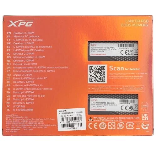 Оперативная память 32 Gb 6000 MHz ADATA XPG LANCER RGB Black (AX5U6000C3016G-DCLARBK)
