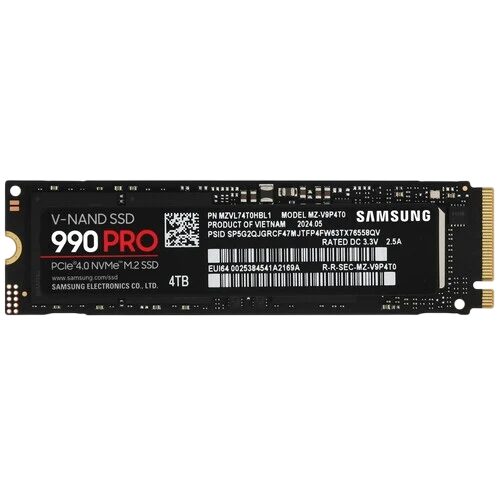 Твердотельный накопитель Samsung 4000 Gb 990 PRO (MZ-V9P4T0BW)