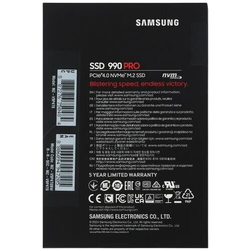 Твердотельный накопитель Samsung 4000 Gb 990 PRO (MZ-V9P4T0BW)
