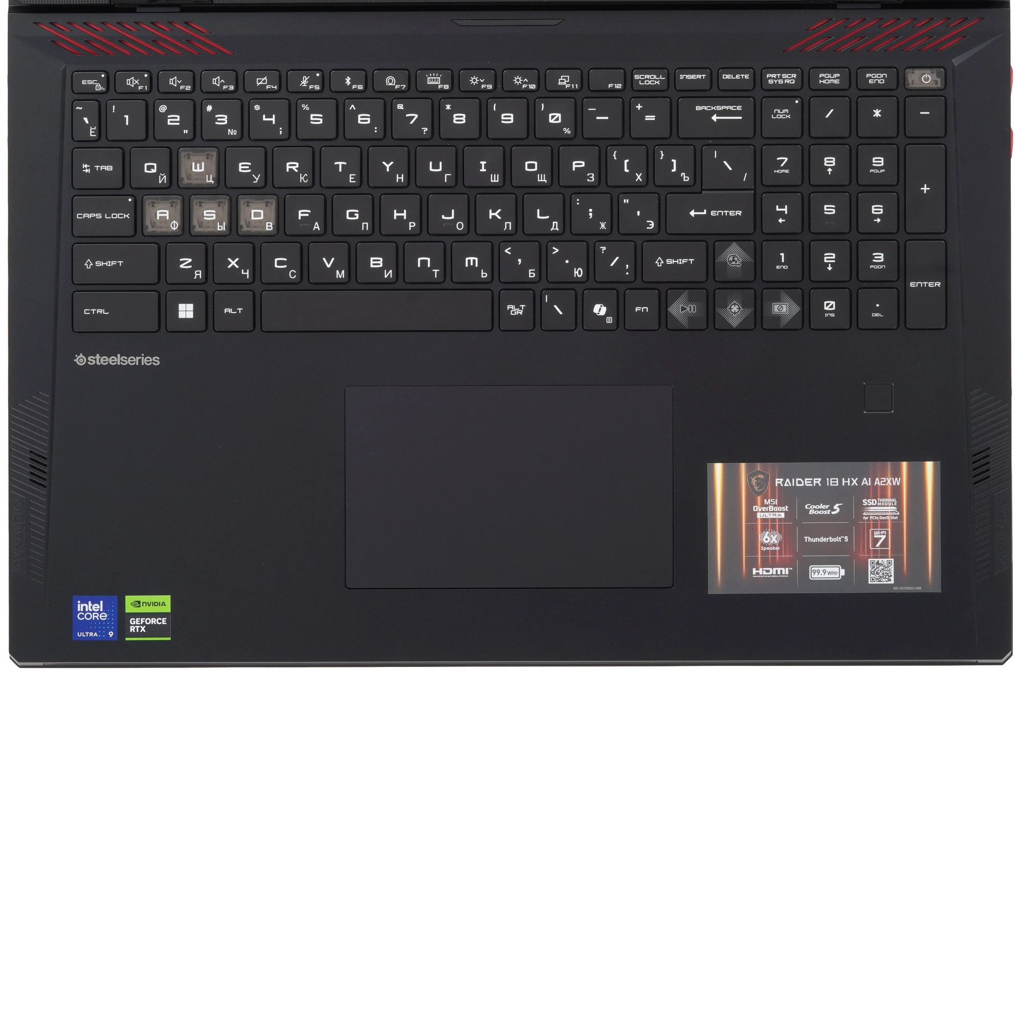 Ноутбук MSI Raider 18 HX AI A2XWJG-252US (Core Ultra 9 285HX/64ГБ/4ТБ/RTX 5090/18″ QHD+ IPS 240Гц)