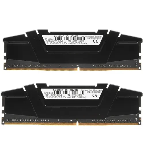 Оперативная память 16 Gb 3200 MHz G.Skill RIPJAWS V (F4-3200C16D-16GVKB)