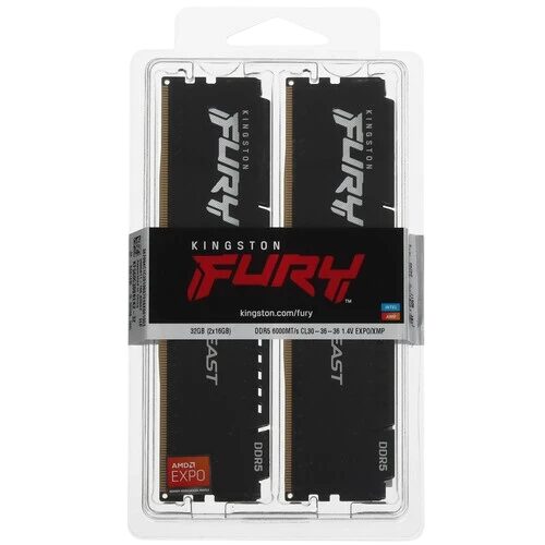 Оперативная память 32 Gb 6000 MHz Kingston FURY Beast Black (KF560C30BBEK2-32)