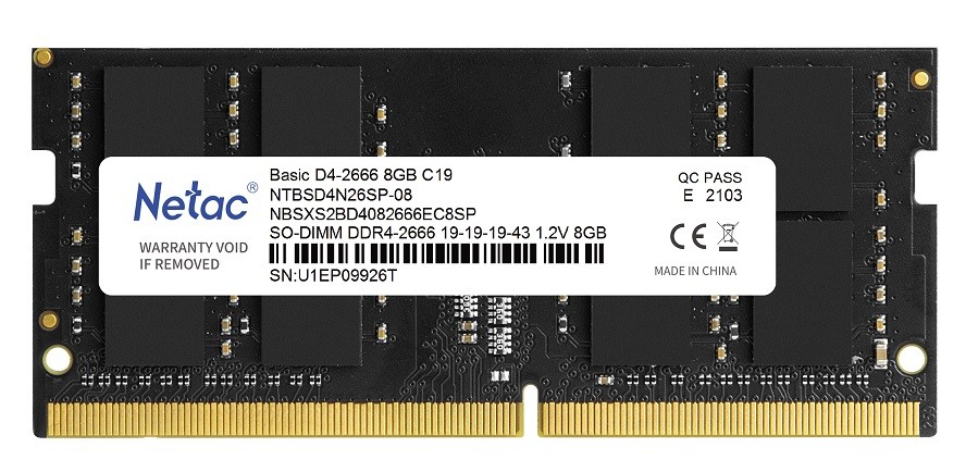 Оперативная память 8 Gb 2666 MHz NETAC BASIC (NTBSD4N26SP-08)